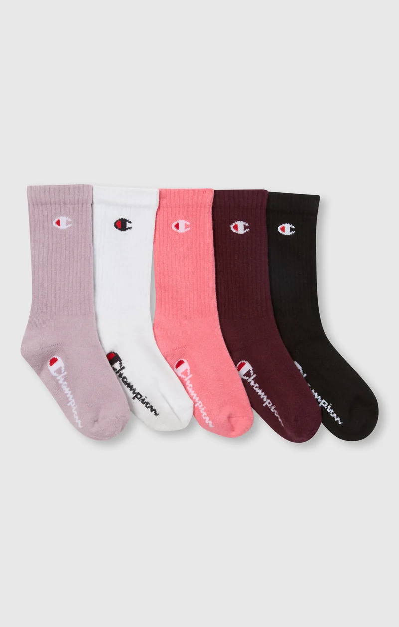 5-Pack Kids’ Mid-Crew Essentials Logo Socks