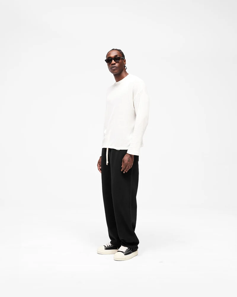 Initial Sheer Rib Long Sleeve T-Shirt - Flat White