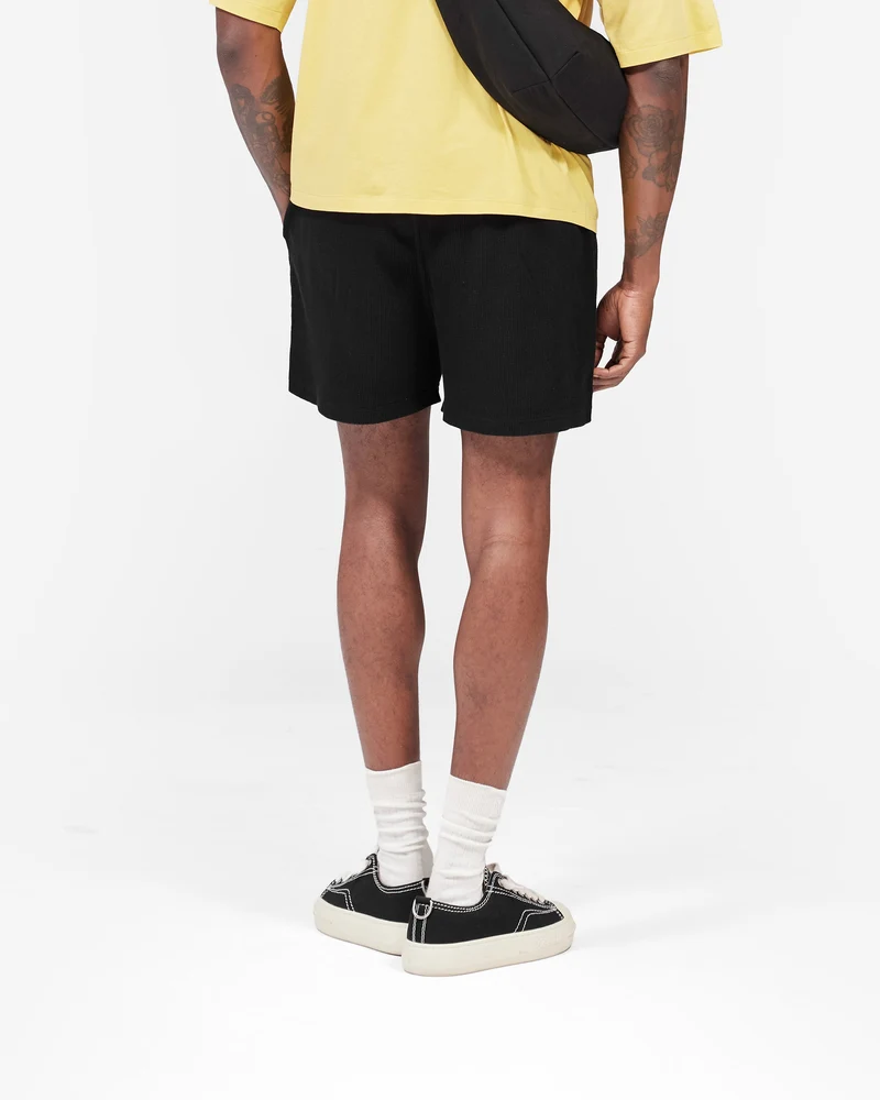Initial Waffle Shorts - Jet Black