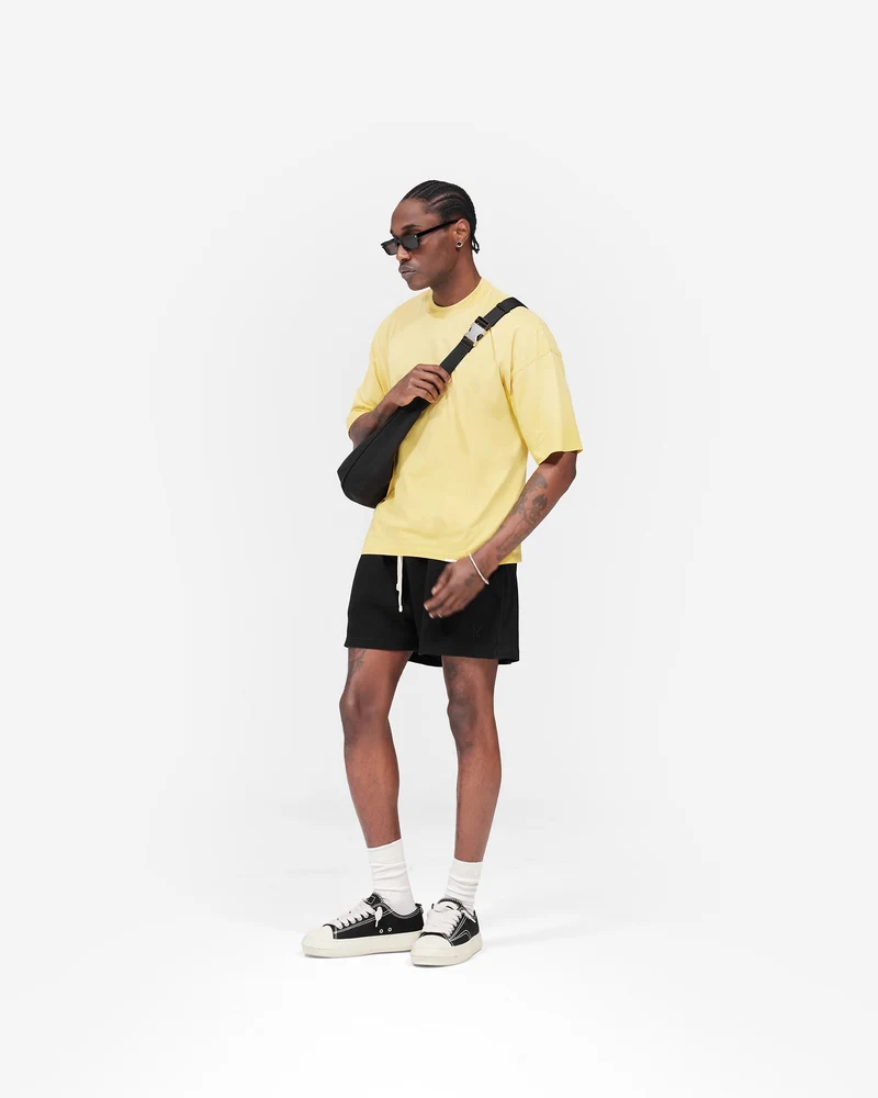 Initial Waffle Shorts - Jet Black