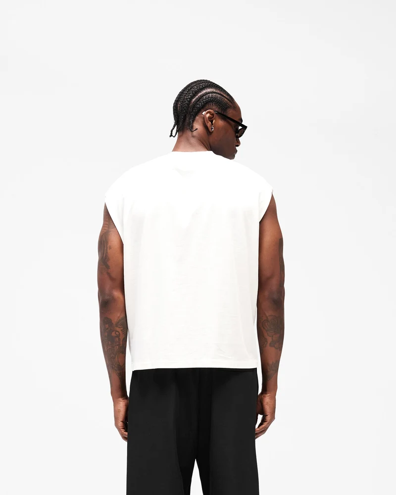 Initial Boxy Tank - Flat White