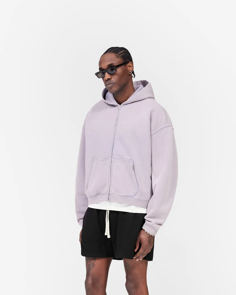 Initial Boxy Zip Through Hoodie - Mist