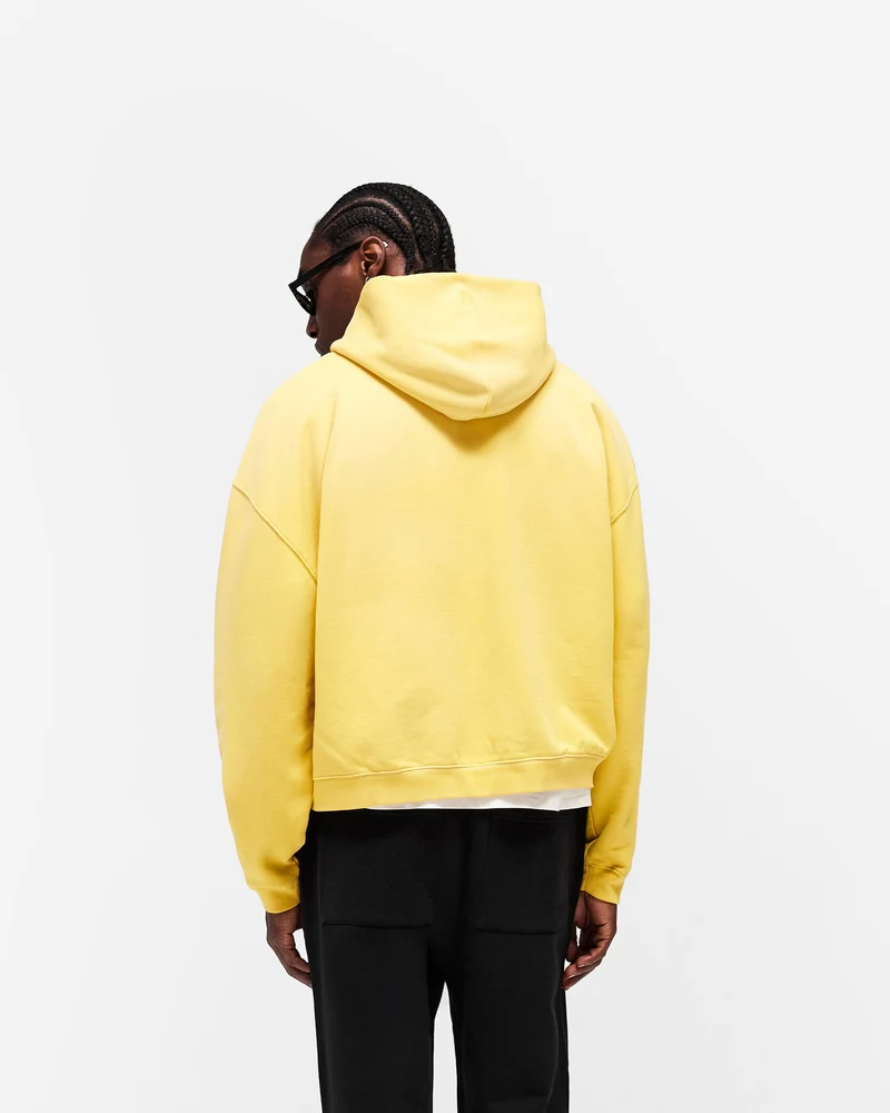 Initial Boxy Zip Through Hoodie - Canary Yellow