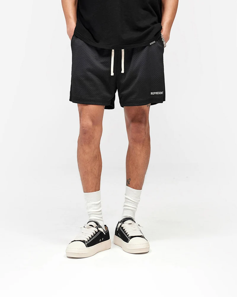 Washed Mesh Shorts - Black