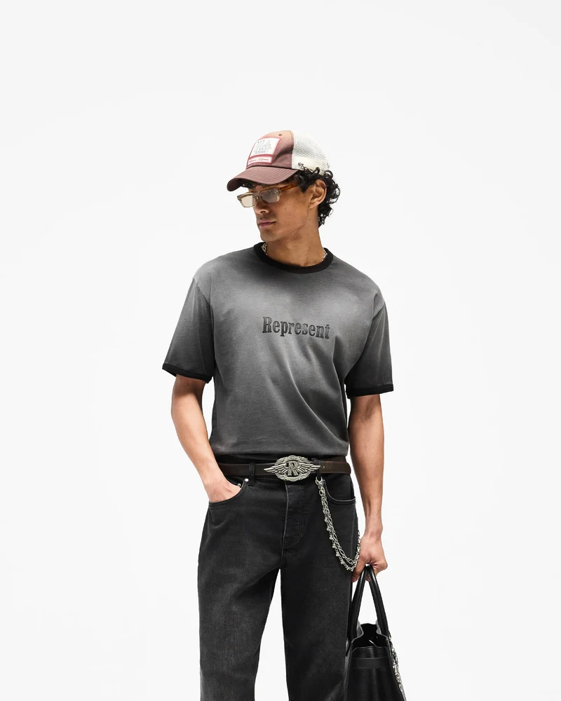 Represent Ringer T-Shirt - Stained Black