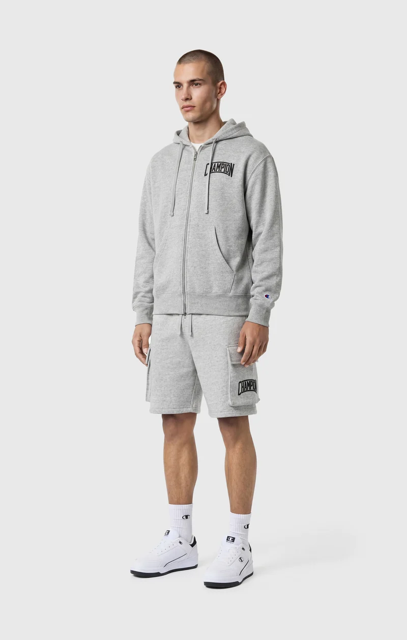 Men’s Hooded Full Zip Sweatshirt With Brushed Interior And Puff Print Logo