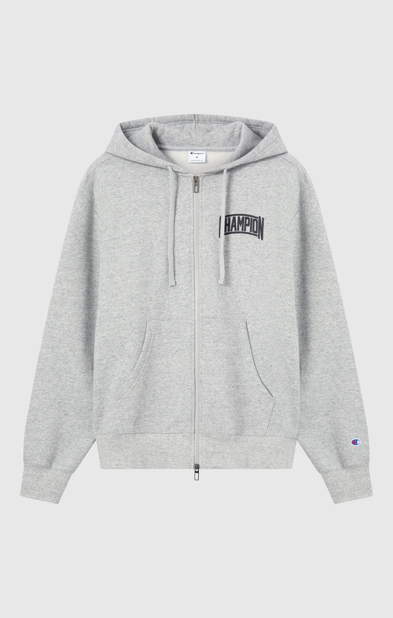 Men’s Hooded Full Zip Sweatshirt With Brushed Interior And Puff Print Logo