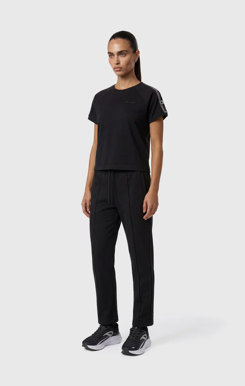 Women’s Crewneck Stretch Jersey T-Shirt with Logo Tape