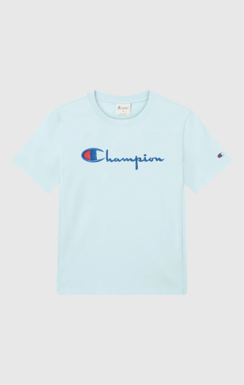 Women’s Reverse Weave Crewneck T-Shirt with Embroidered Logo