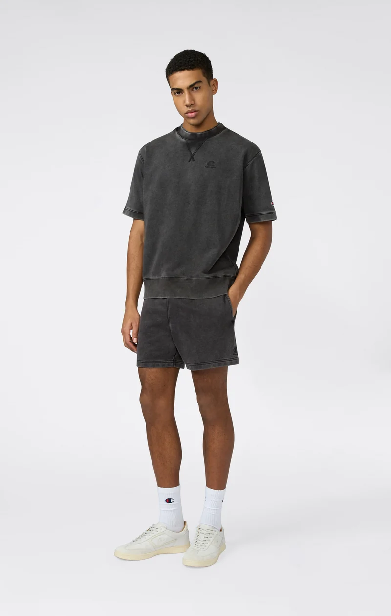 Men’s Washed Effect Short Sleeve Crewneck Sweatshirt Icons