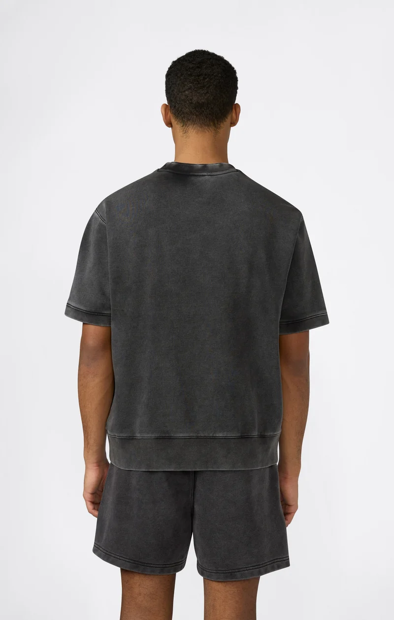 Men’s Washed Effect Short Sleeve Crewneck Sweatshirt Icons