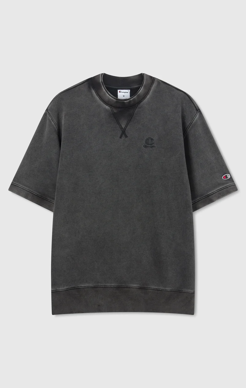 Men’s Washed Effect Short Sleeve Crewneck Sweatshirt Icons