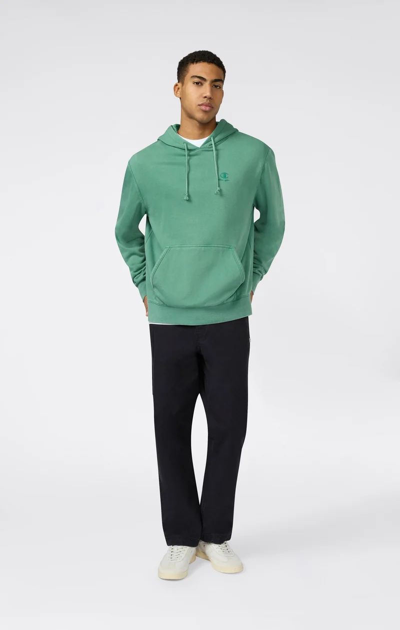 Men’s Hooded Sweatshirt with Embroidered Logo and Washed Effect Icons