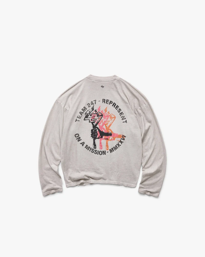 247 Torch Boxy Long Sleeve T-Shirt - Bleach Wash