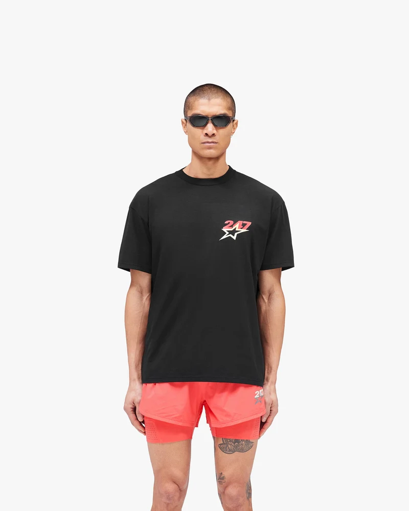 Team 247 Star Oversized T-Shirt - Jet Black