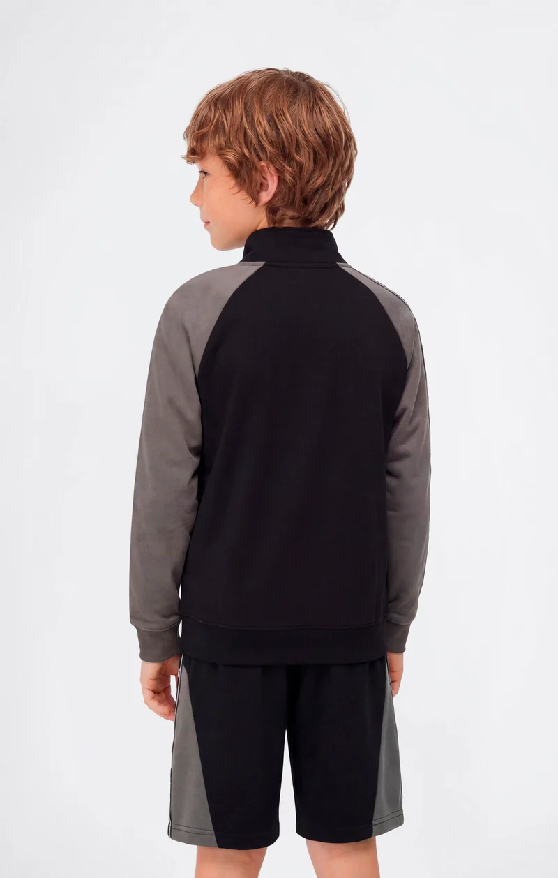 Boys’ Full Zip Sweatshirt with Tape Logo