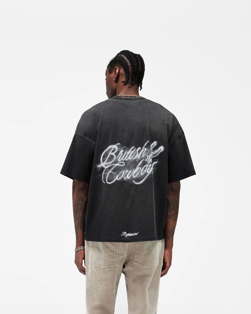 British Cowboys T-Shirt - Stained Black