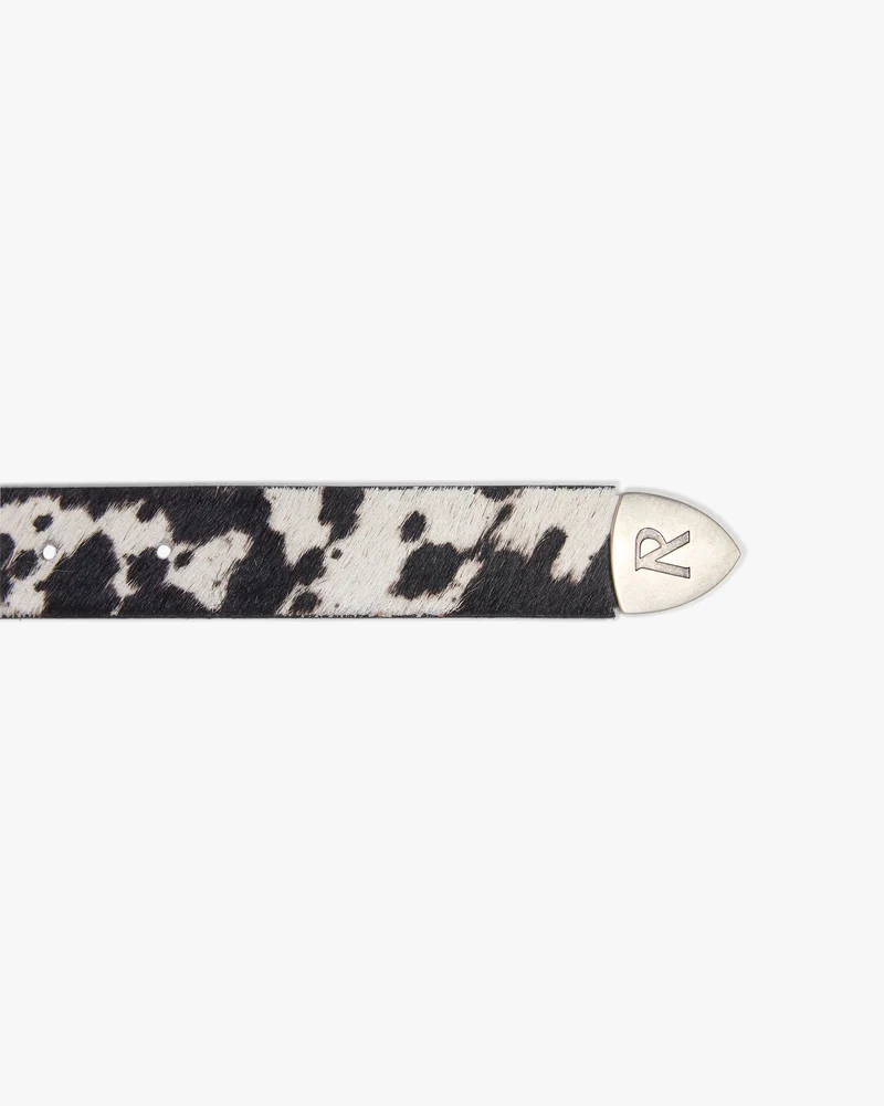 Cowhide Rodeo Belt - Flat White Jet Black