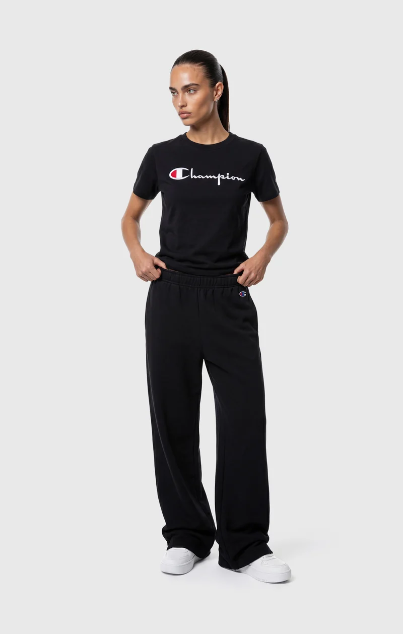 Women’s Reverse Weave Crewneck T-Shirt with Embroidered Logo