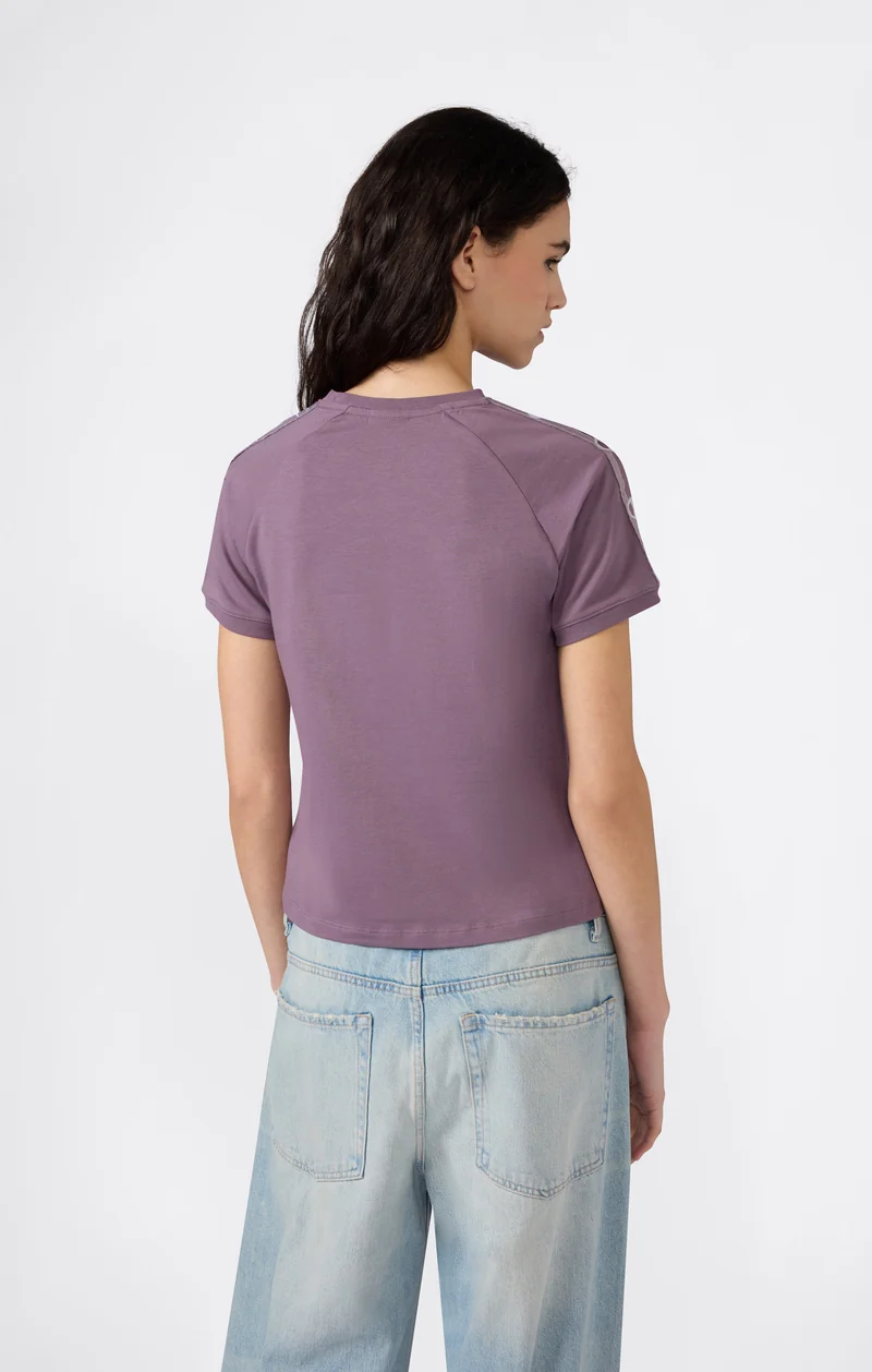 Women’s Crewneck Stretch Jersey T-Shirt with Logo Tape