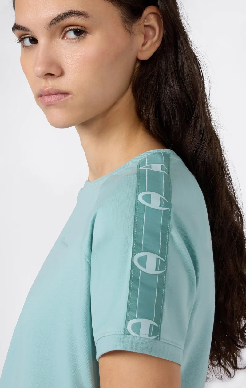 Women’s Crewneck Stretch Jersey T-Shirt with Logo Tape