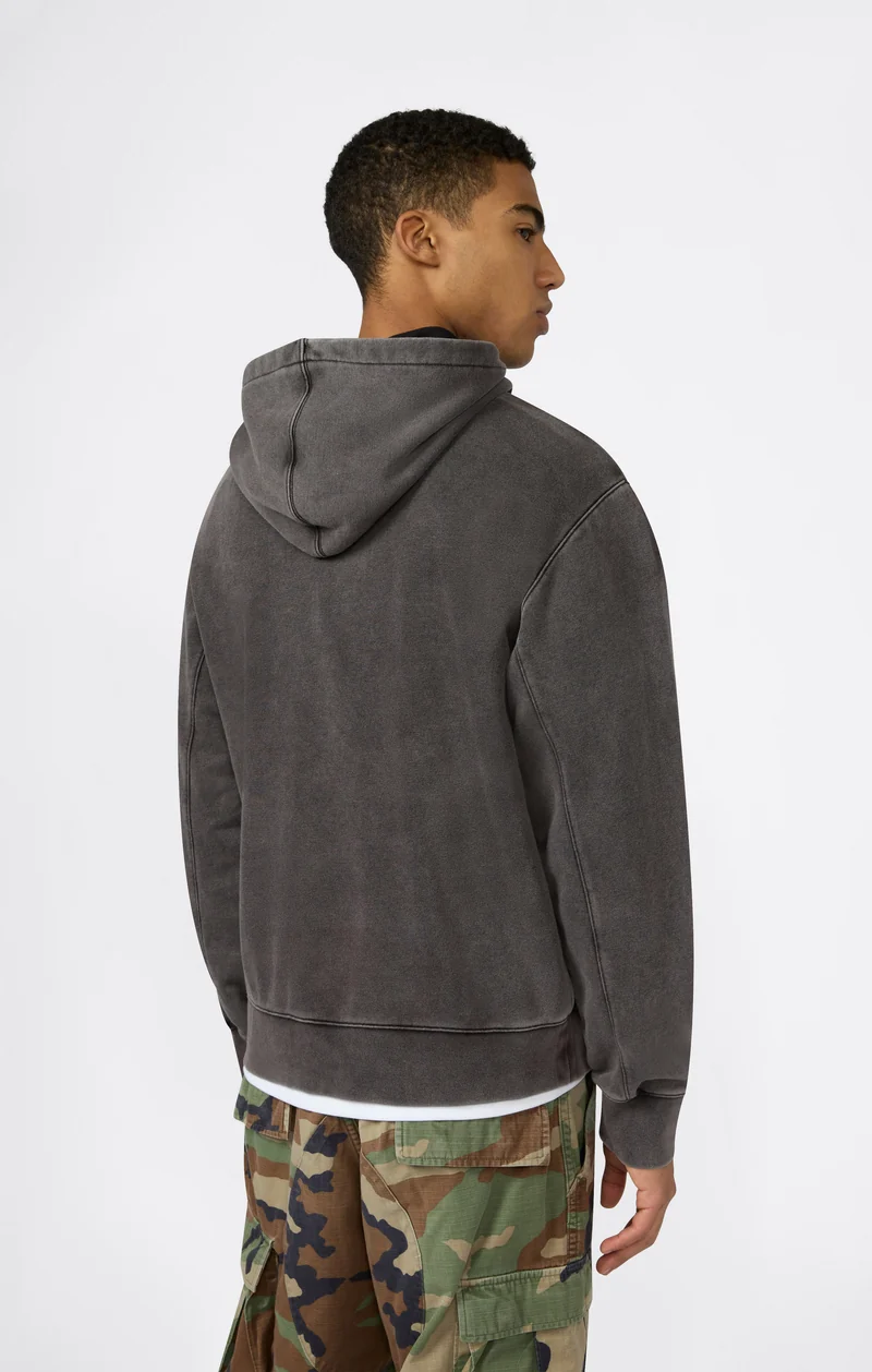 Men’s Hooded Sweatshirt with Embroidered Logo and Washed Effect Icons