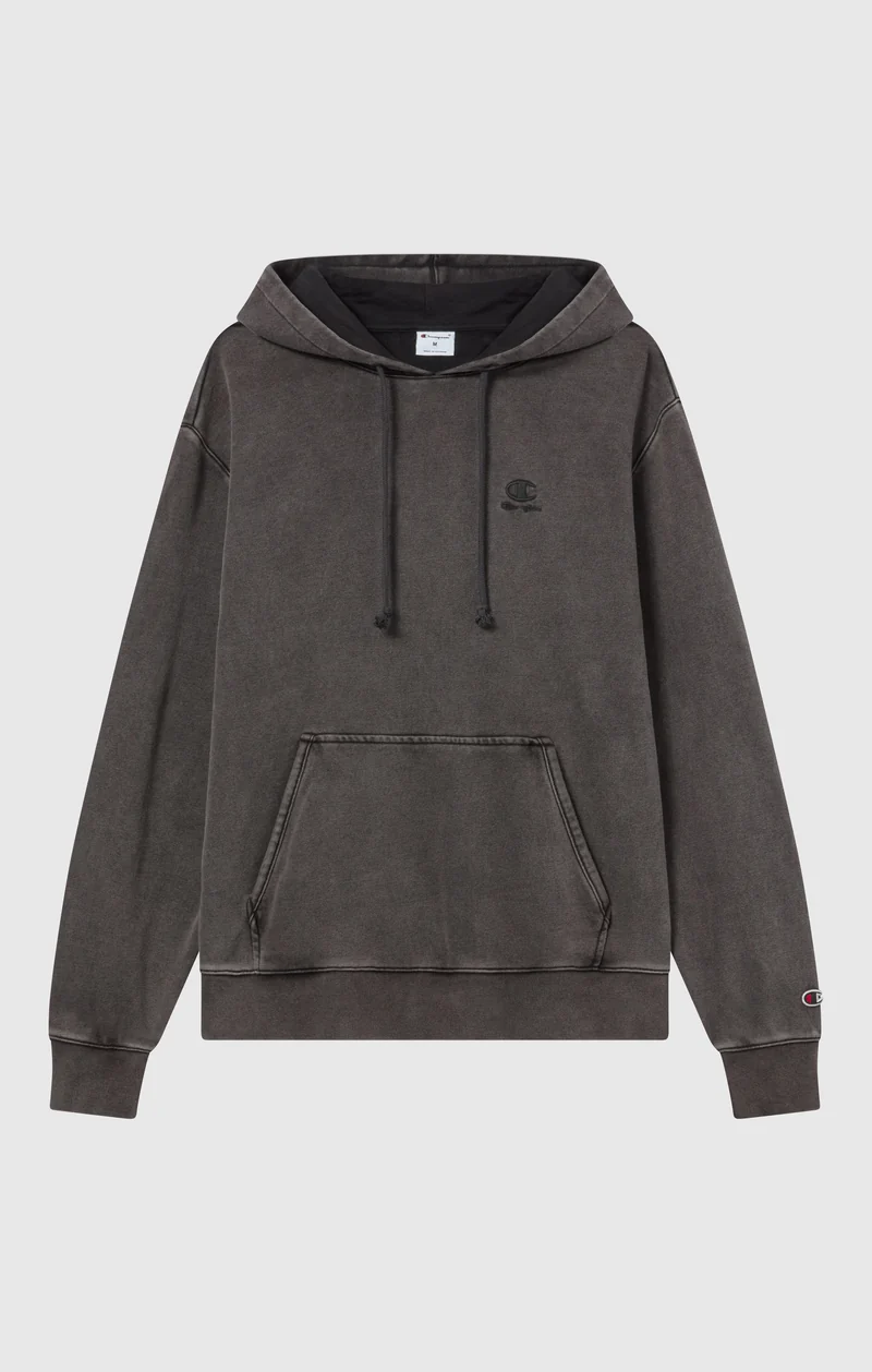 Men’s Hooded Sweatshirt with Embroidered Logo and Washed Effect Icons