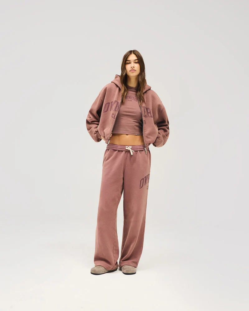 Represent Owners Club Zip Through Hoodie - Smoked Rose