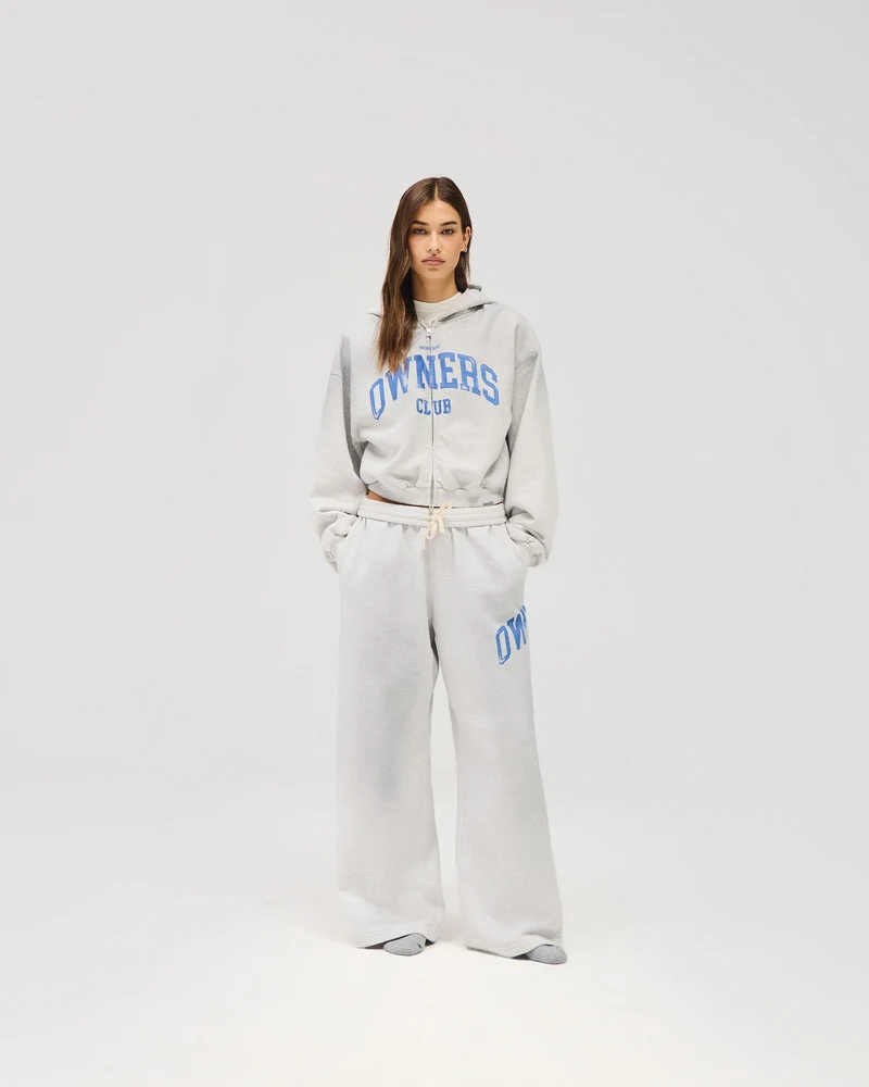 Represent Owners Club Zip Through Hoodie - Sprayed Ice Grey Marl