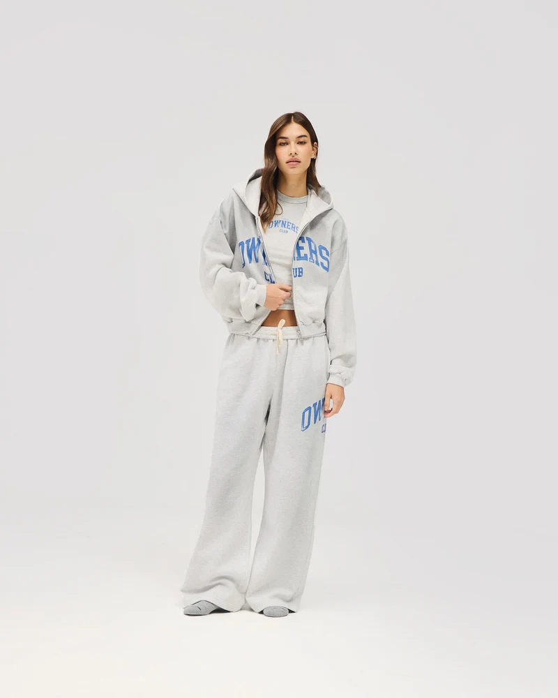 Represent Owners Club Zip Through Hoodie - Sprayed Ice Grey Marl