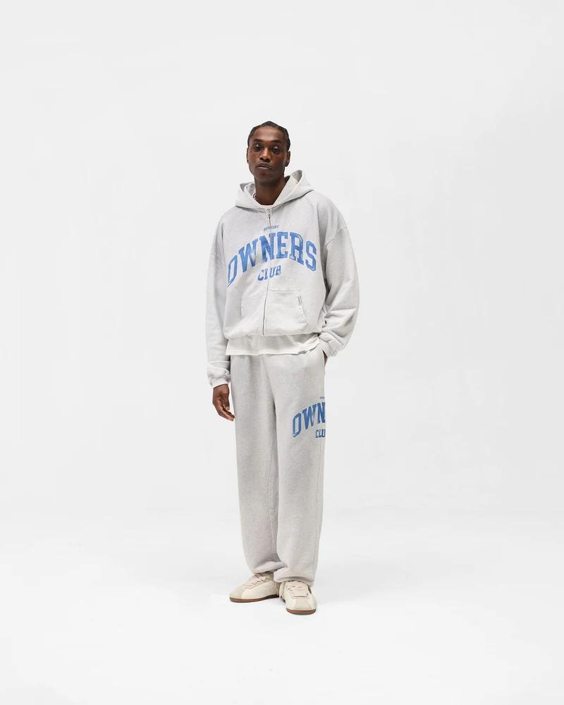 Represent Owners Club Zip Through Hoodie - Sprayed Ice Grey Marl
