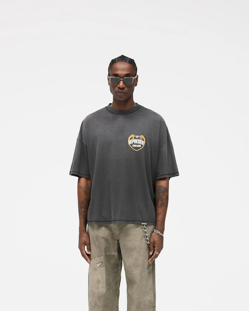 Angel Border T-Shirt - Stained Black