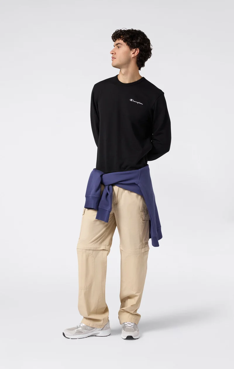 Men’s Lightweight Crewneck Sweatshirt with Embroidered Logo Icons