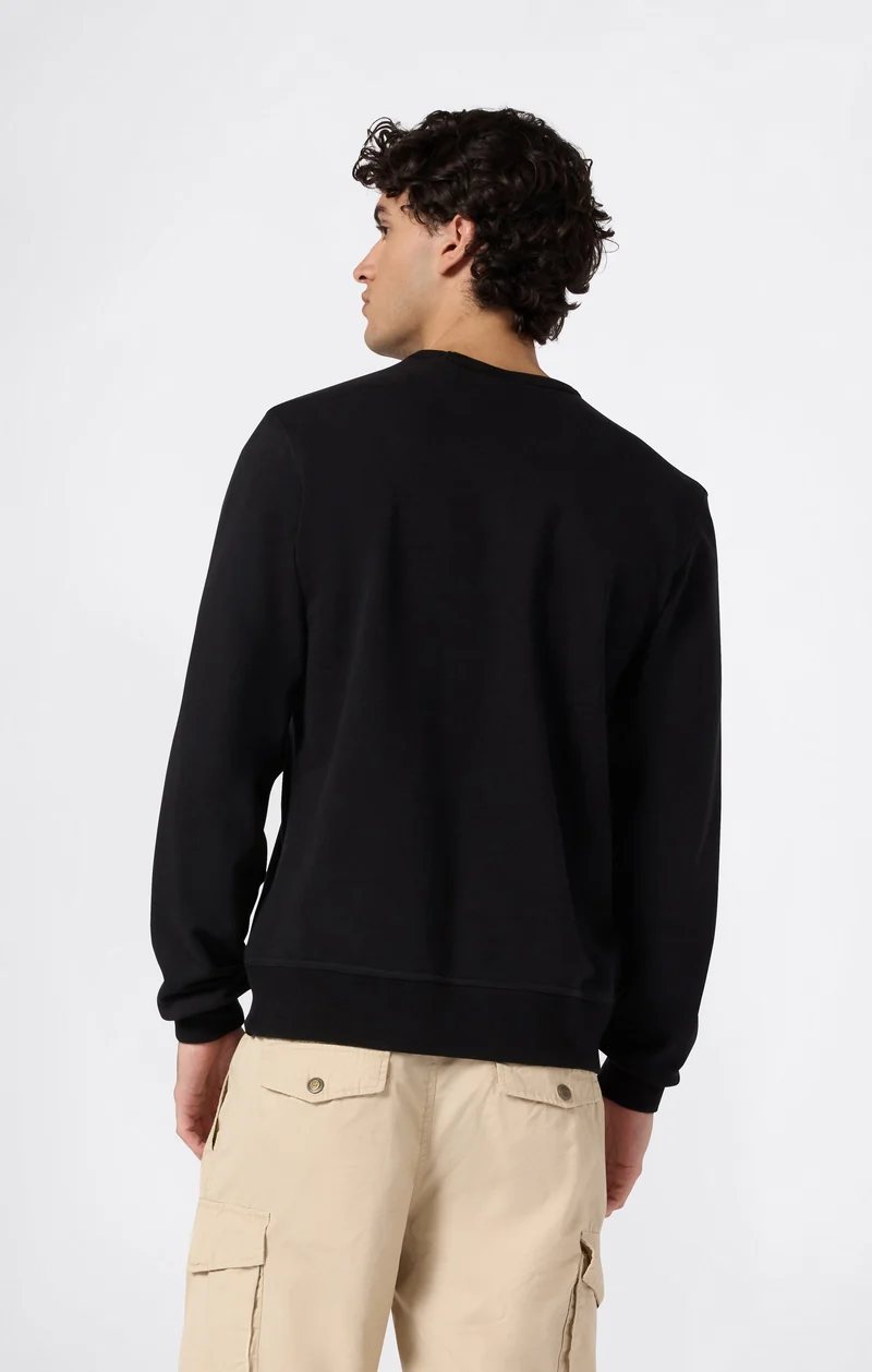 Men’s Lightweight Crewneck Sweatshirt with Embroidered Logo Icons