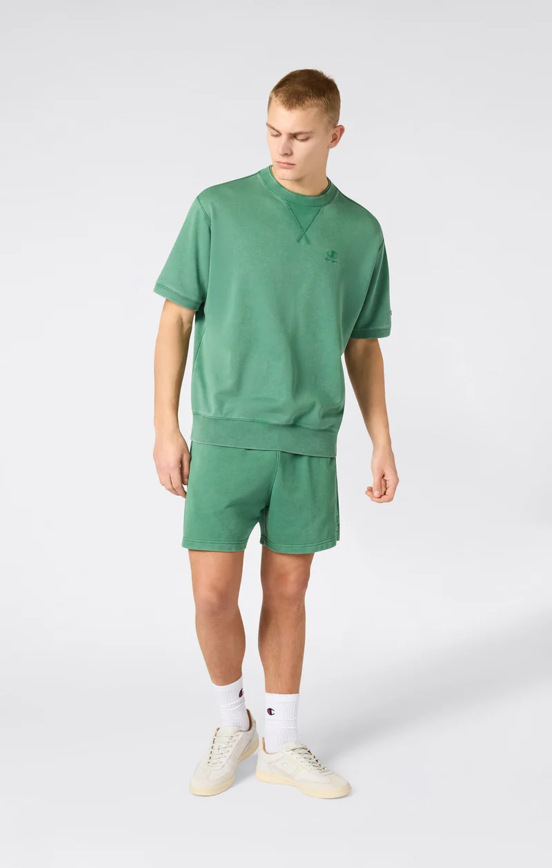 Men’s Washed Effect Short Sleeve Crewneck Sweatshirt Icons