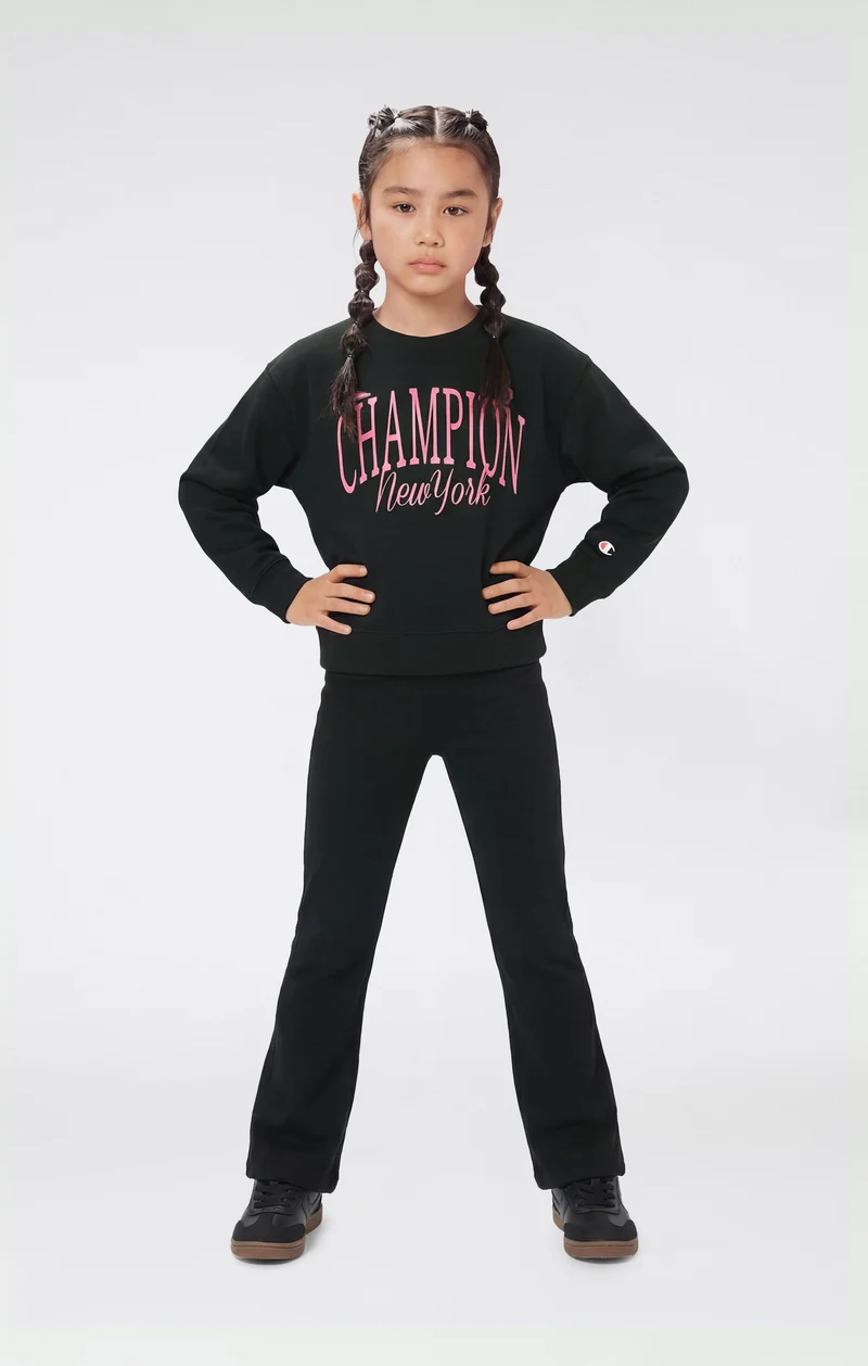 Girls’ Crewneck Sweatshirt and Pants Tracksuit with Graphic