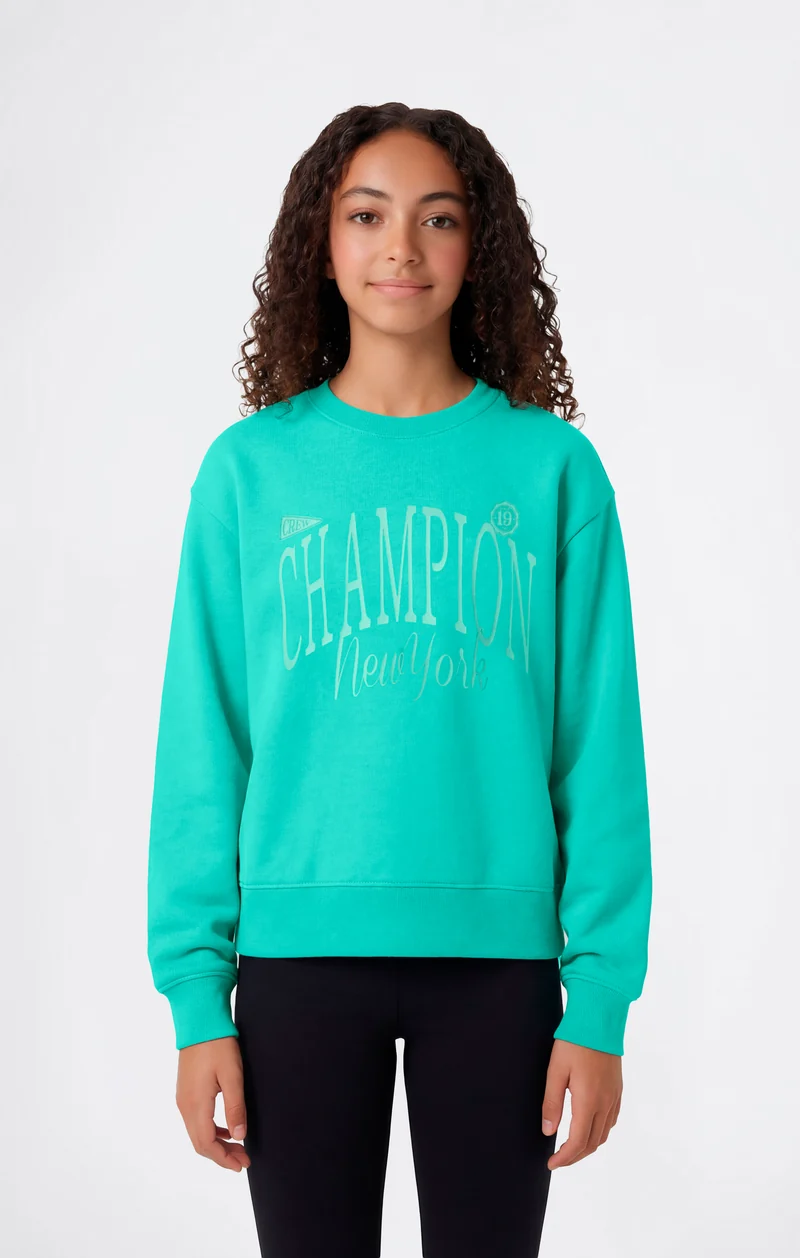 Girls’ Crewneck Sweatshirt and Pants Tracksuit with Graphic