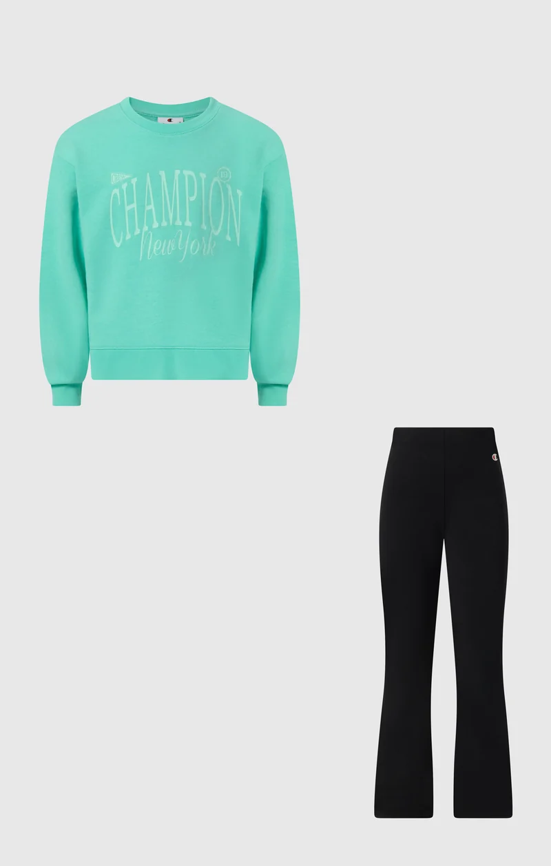 Girls’ Crewneck Sweatshirt and Pants Tracksuit with Graphic