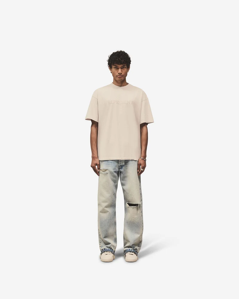 Embroidered Serif Logo T-Shirt - Concrete