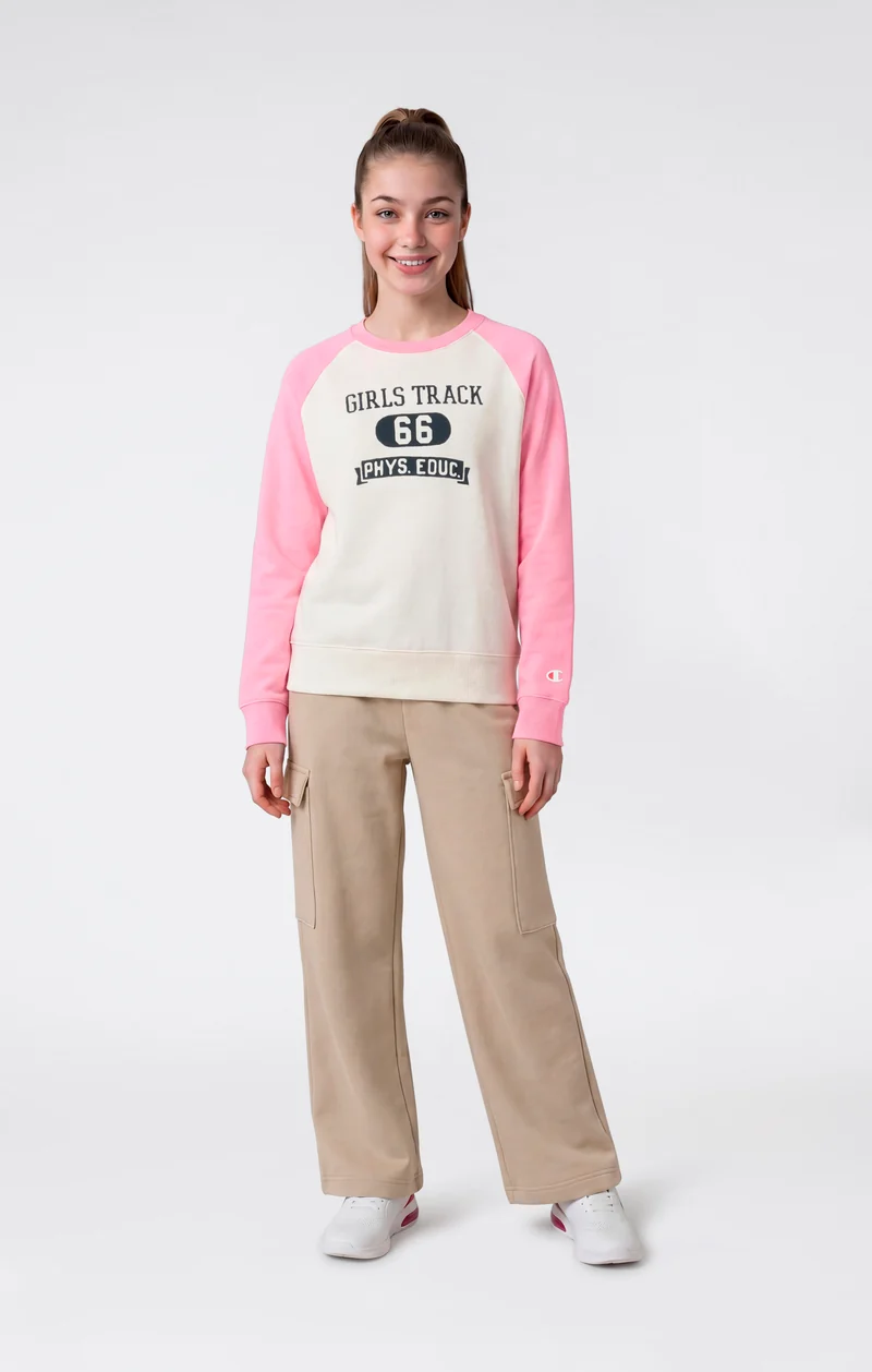 Girls’ Lightweight Crewneck Sweatshirt with Graphic Icons