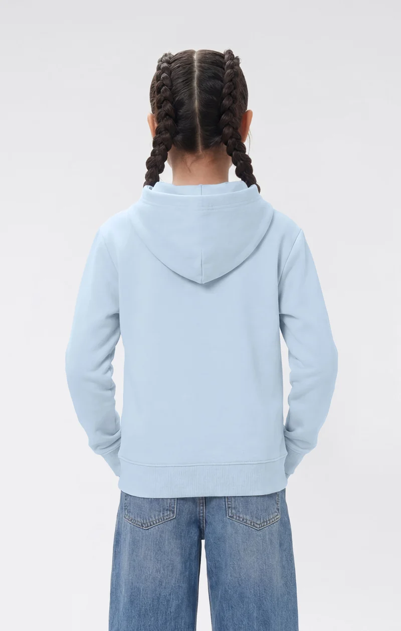 Girls’ Lightweight Hooded Sweatshirt with Tonal Embroidered Maxi Logo Icons
