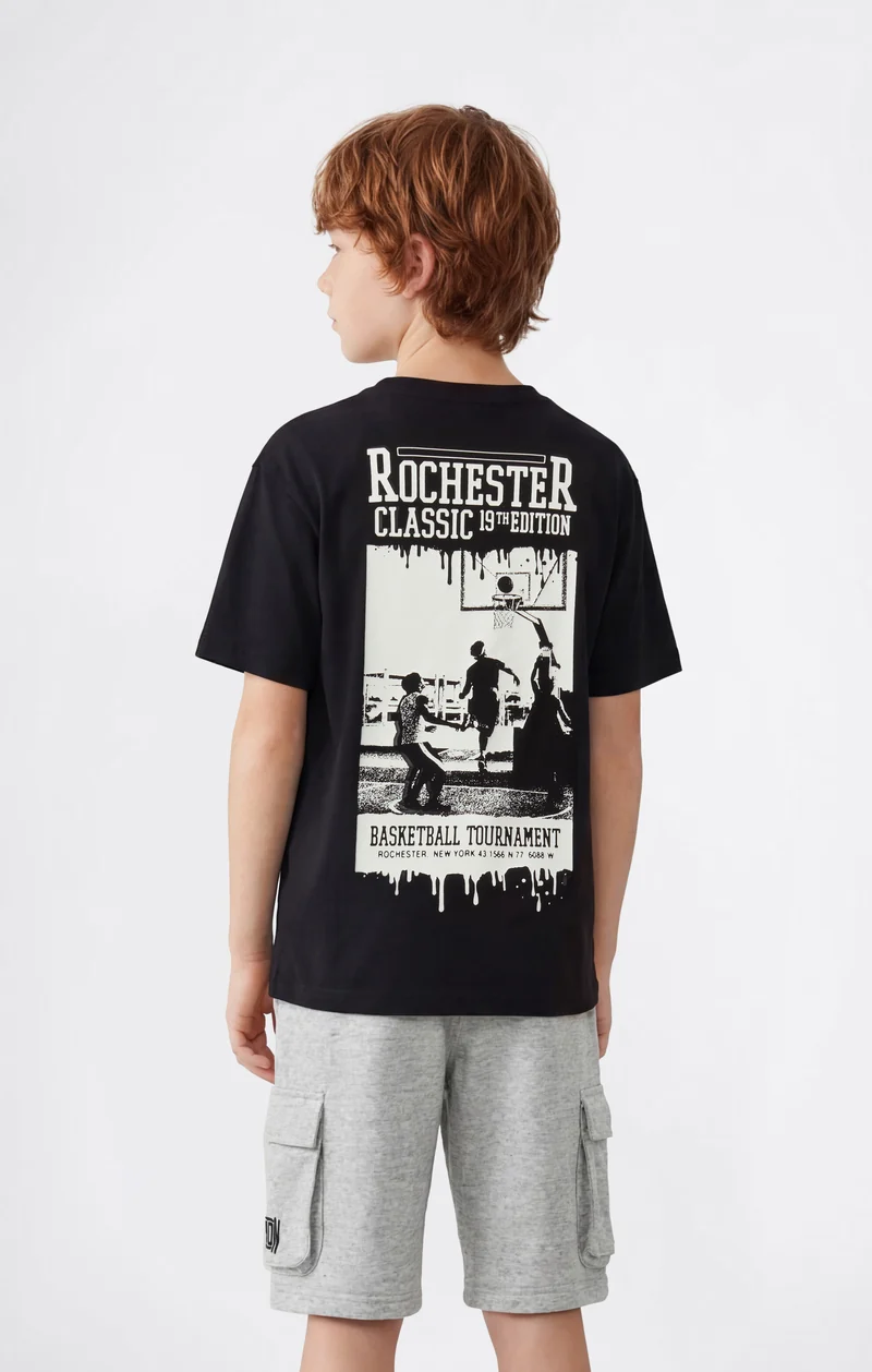 Boys’ Crewneck T-shirt with Puff Print