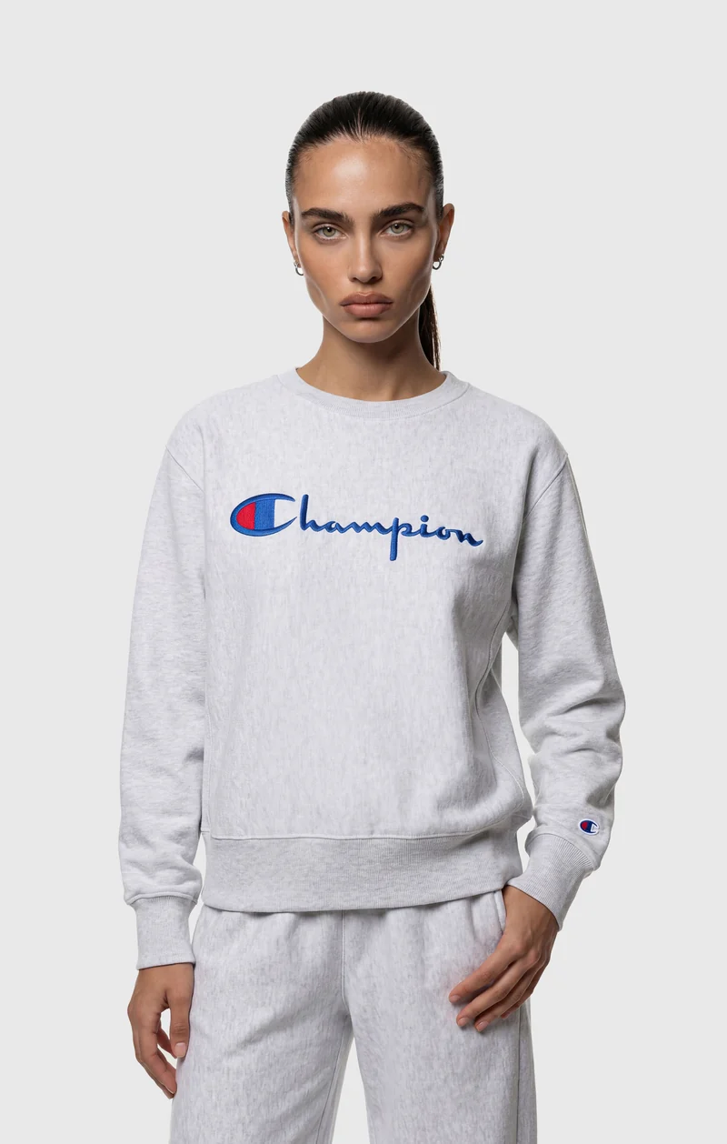 Women’s Lightweight Reverse Weave Crewneck Sweatshirt with Embroidered Logo