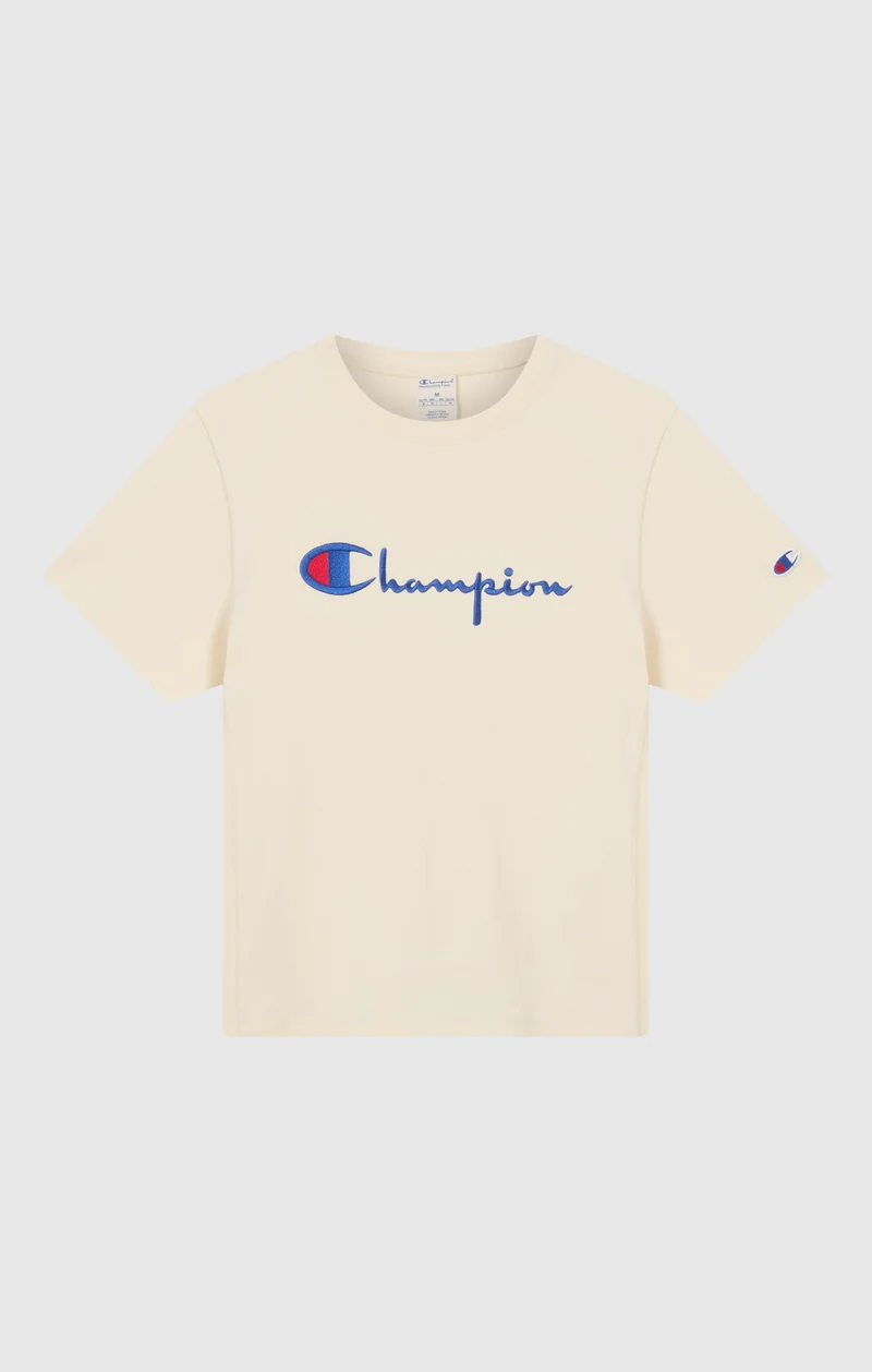 Women’s Reverse Weave Crewneck T-Shirt with Embroidered Logo