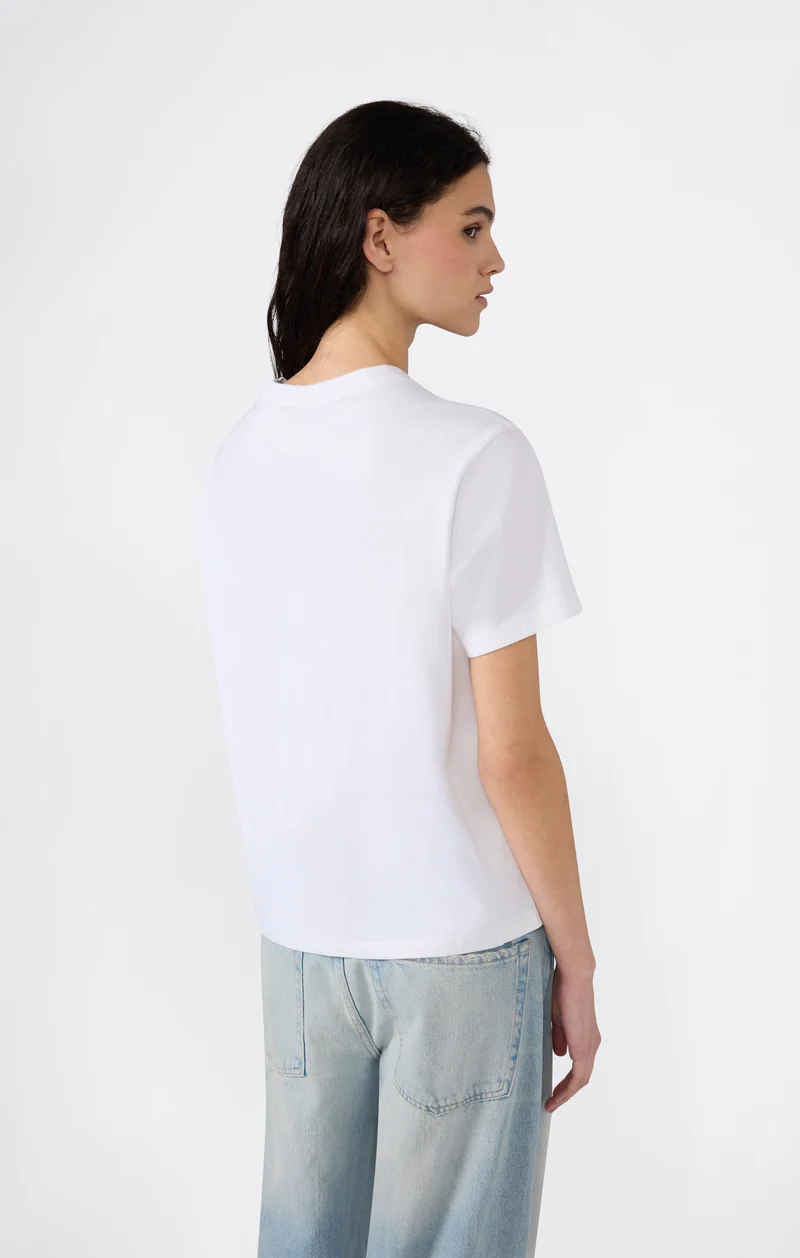 Women’s Reverse Weave Crewneck T-Shirt with Embroidered Logo