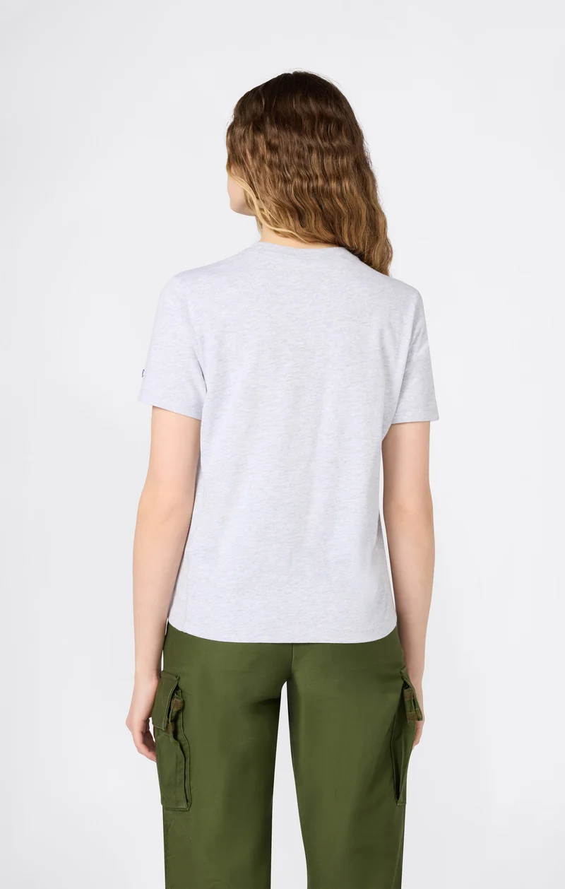 Women’s Reverse Weave Crewneck T-Shirt with Embroidered Logo