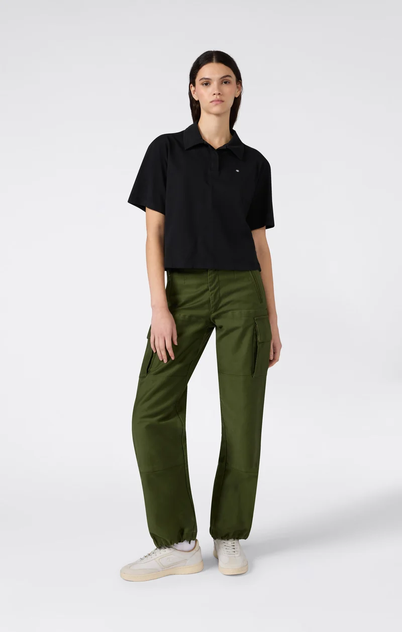 Women’s Cropped Cotton Jersey Polo Shirt