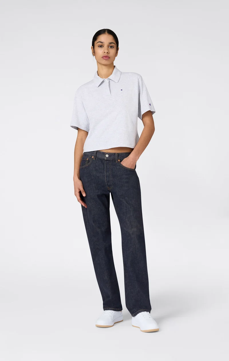 Women’s Cropped Cotton Jersey Polo Shirt