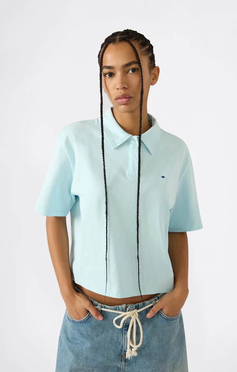 Women’s Cropped Cotton Jersey Polo Shirt