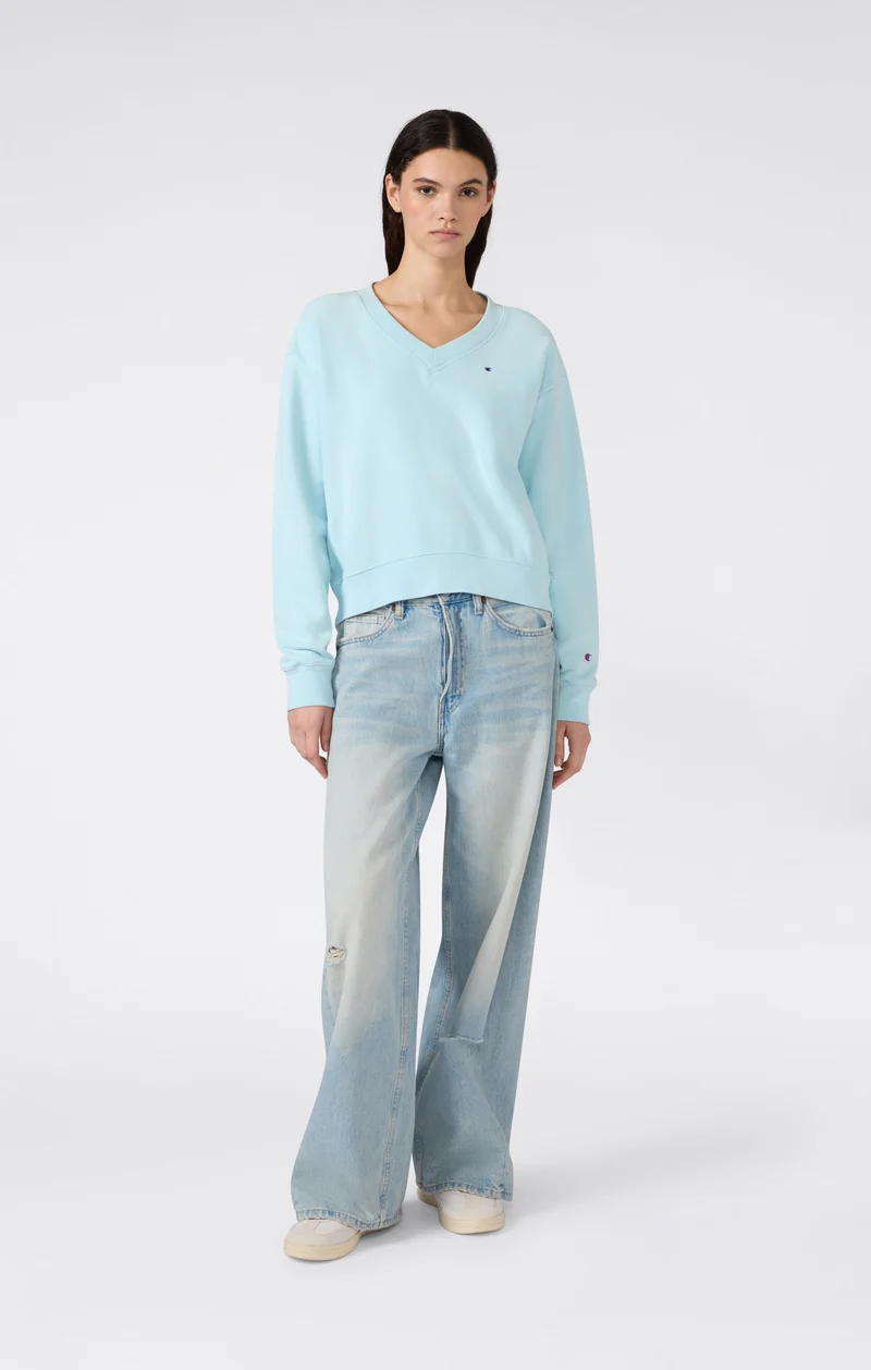 Women’s Lightweight Reverse Weave V-Neck Sweatshirt